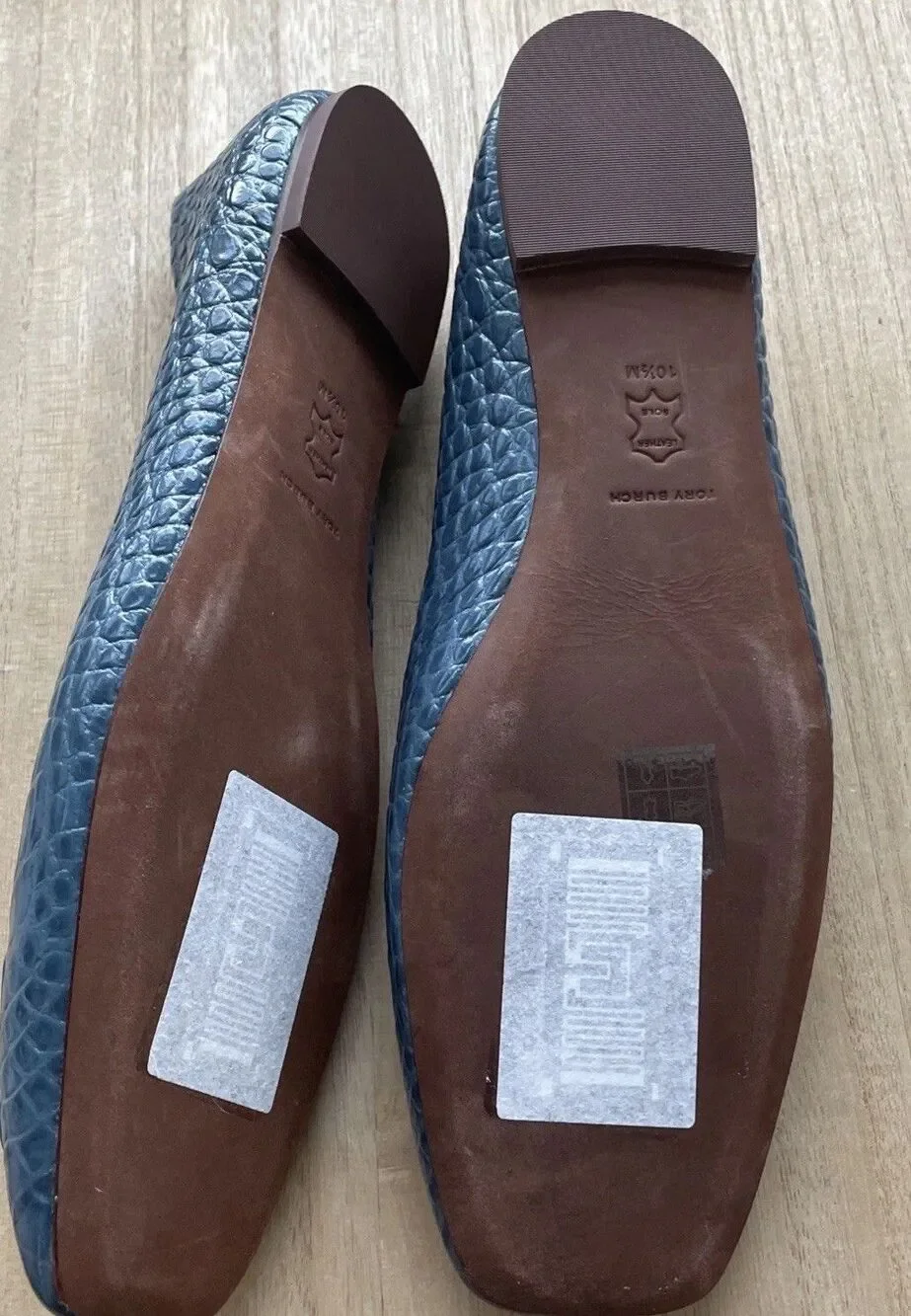 Tory Burch Georgia Flats Croc Embossed Leather Designer Chic Womens 10.5 New
